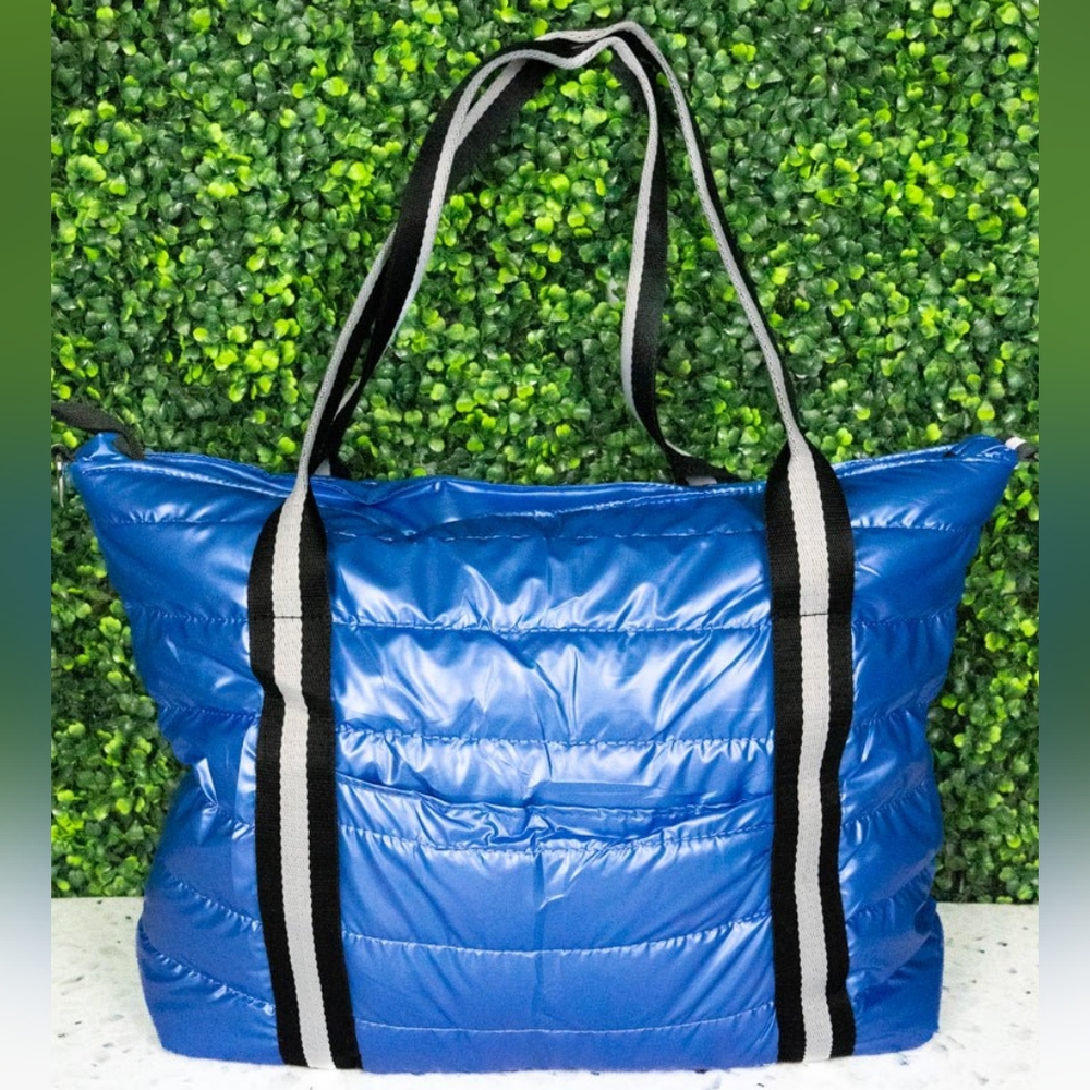 Blue 💙 Metallic puffy tote bag